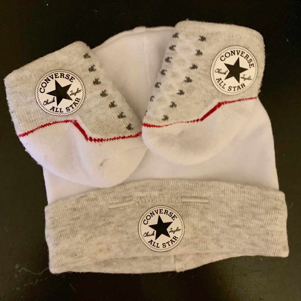 Converse Baby Hat and Booties Set